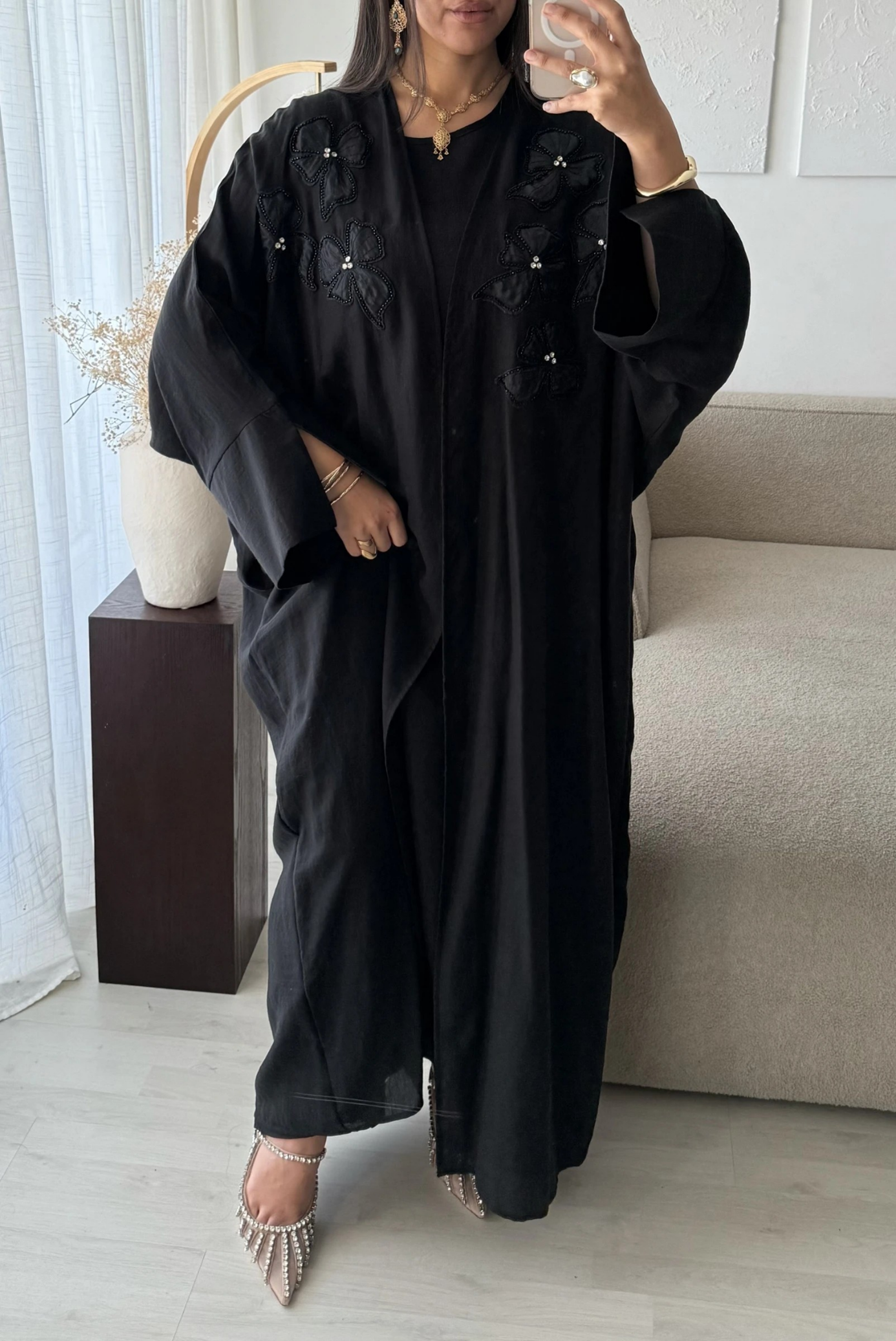 Abaya met Bloemenborduursel