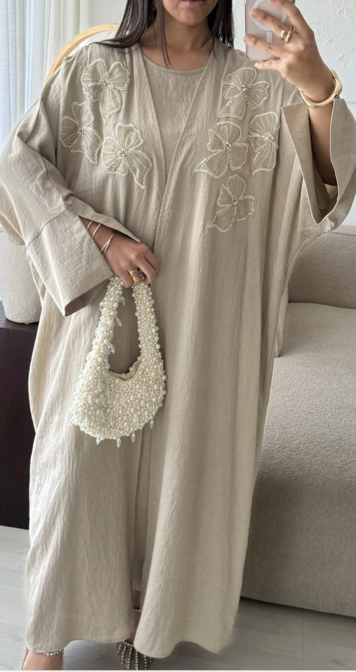Abaya met Bloemenborduursel