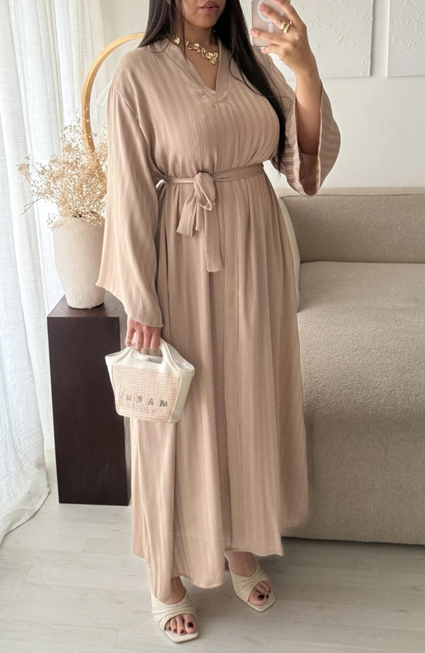 Gestreepte Abaya met Ceintuur